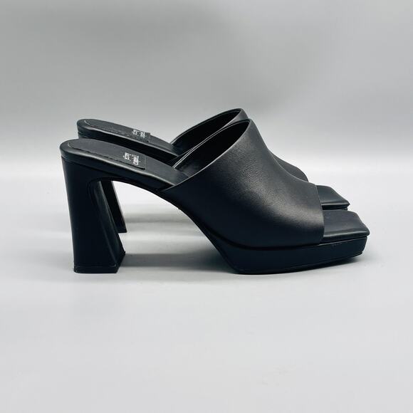 Jeffrey Campbell Shoes Womens 6 Black Platform Caviar Mules Heels Square Toe - Picture 1 of 12